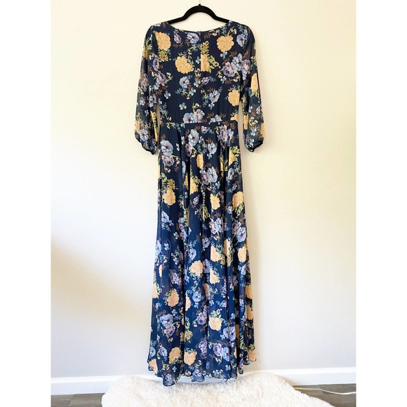 NWOT Yumi Kim Navy and Yellow Floral Maxi Woodstock Dress - Picture 3 of 6
